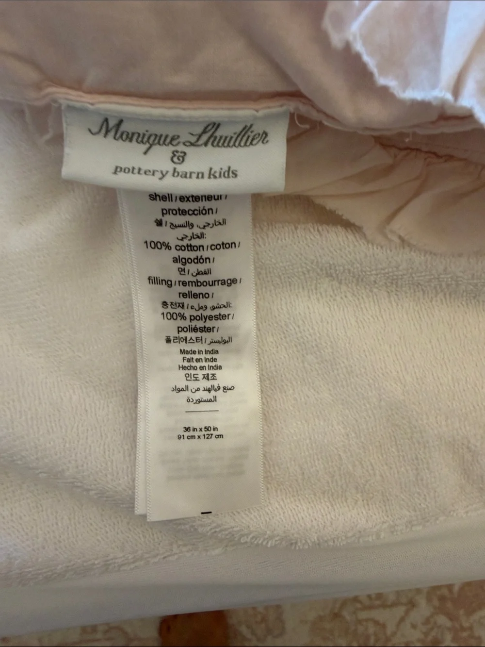 Pottery Barn Kids Monique Lhuillier Rosesette Baby Quilt Cover in Blush